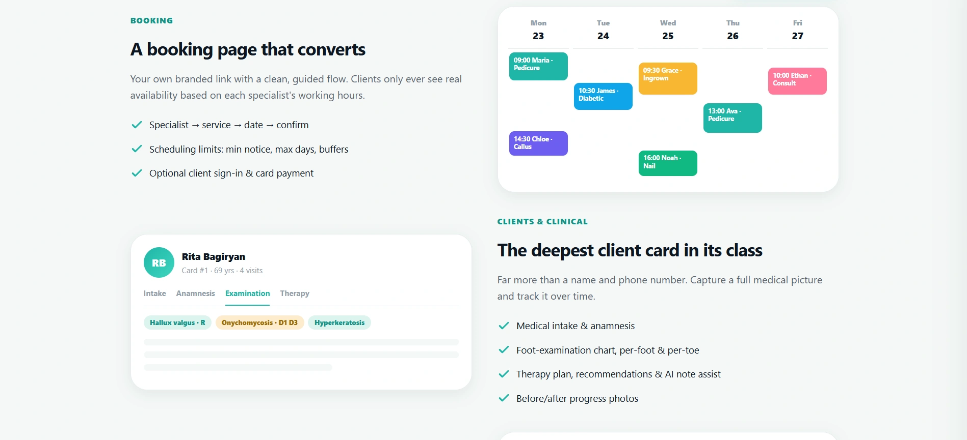 CRM screenshot — appointment calendar